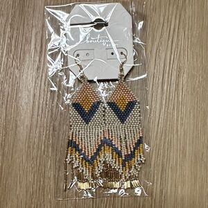 Bke Boutique. Nwt Beaded Chevron Fringe Earrings